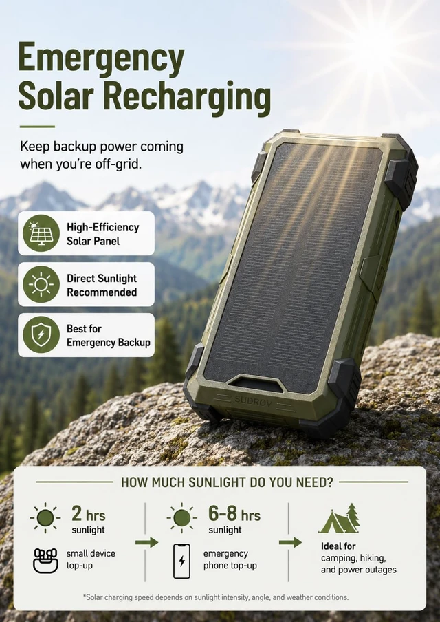 Alt view image 6 of 7 - Solar Portable Charger 20000mAh, Wireless Charger, Gifts for Men and Dad, 15W Fast Charging, 4 Built-in Cables, USB-C Input/Output; Solar Power Bank for iPhone, iPad, etc, Army Green