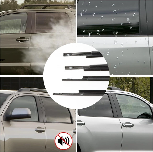 Alt view image 2 of 7 - 4Pcs Weatherstrip,Window Moulding Trim Seal Belt Compatible with Toyota Sequoia 2008-2020 Replace# 68163-0C031 68164-0C031 68160-0C020 68210-0C020