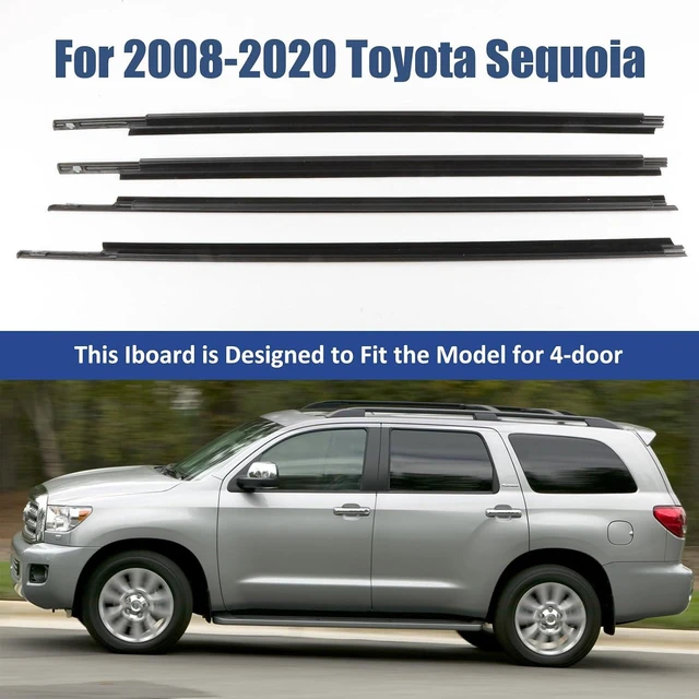 Alt view image 5 of 7 - 4Pcs Weatherstrip,Window Moulding Trim Seal Belt Compatible with Toyota Sequoia 2008-2020 Replace# 68163-0C031 68164-0C031 68160-0C020 68210-0C020