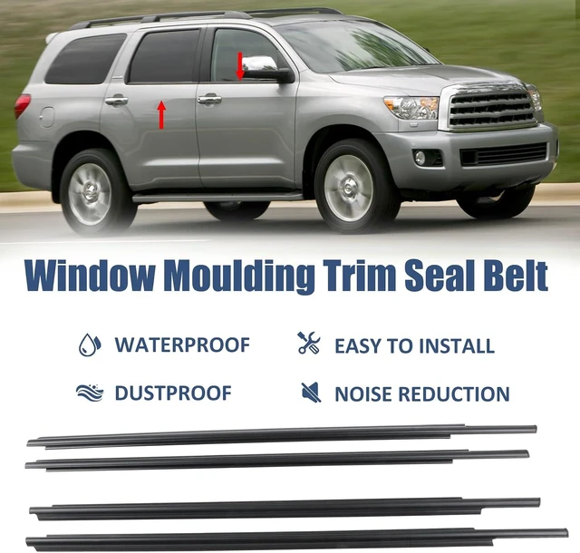 Alt view image 7 of 7 - 4Pcs Weatherstrip,Window Moulding Trim Seal Belt Compatible with Toyota Sequoia 2008-2020 Replace# 68163-0C031 68164-0C031 68160-0C020 68210-0C020