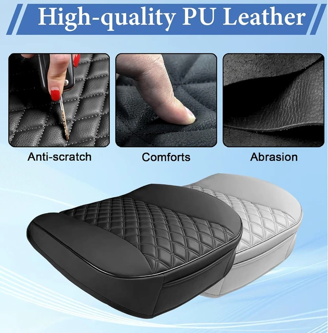 Alt view image 4 of 7 - 2PCS Bottom Seat Covers for Cars, Black Leather Front Seat Covers