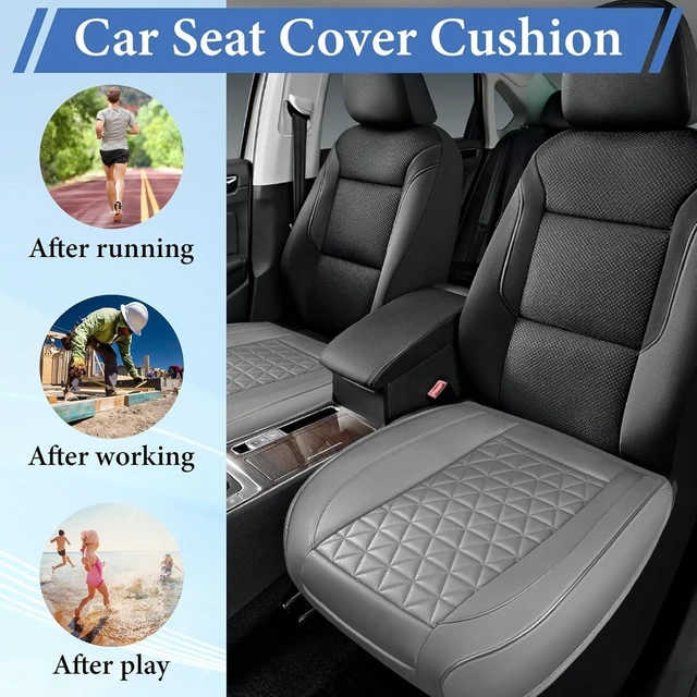 Alt view image 6 of 7 - 2PCS Bottom Seat Covers for Cars, Black Leather Front Seat Covers