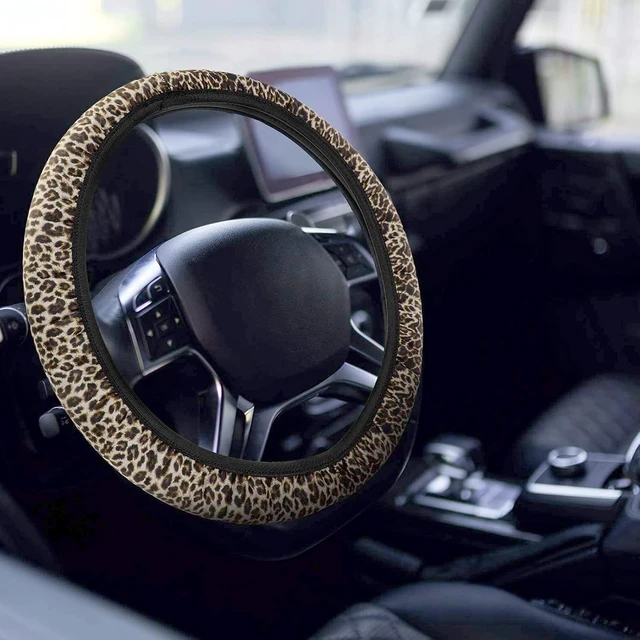 Alt view image 5 of 7 - Leopard Print Car Accessory 23 PCS Steering Seat Cushion Cover