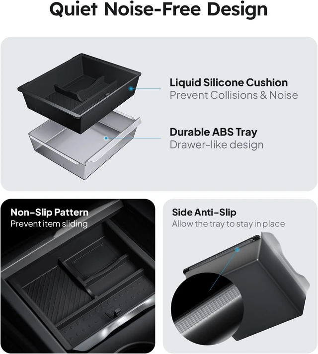 Alt view image 4 of 7 - for 2026 Tesla Model Y/3/YL Accessories Console Organizer 4PCS Black
