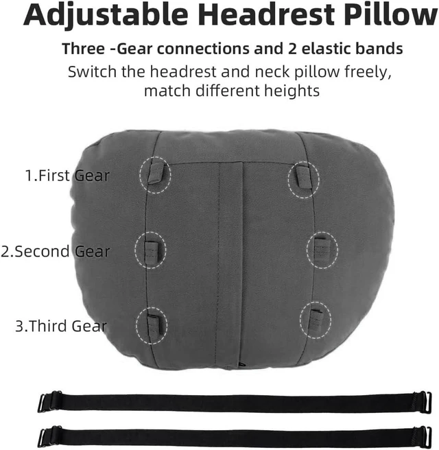 Alt view image 5 of 7 - 2 Pcs Car Headrest Neck Pillow for Driving,Universal Premium Suede Leather Soft and Comfortable Headrest,Two Gears of Height Adjustment Car Seat Headrest Pillow Car Interior Accessories
