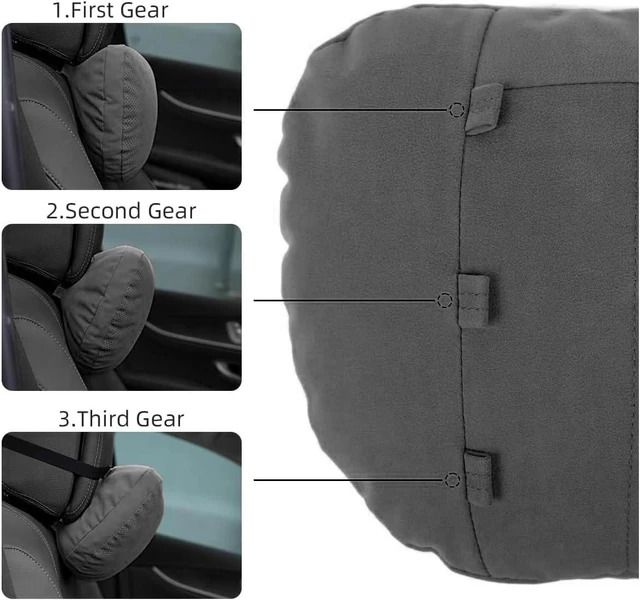 Alt view image 7 of 7 - 2 Pcs Car Headrest Neck Pillow for Driving,Universal Premium Suede Leather Soft and Comfortable Headrest,Two Gears of Height Adjustment Car Seat Headrest Pillow Car Interior Accessories