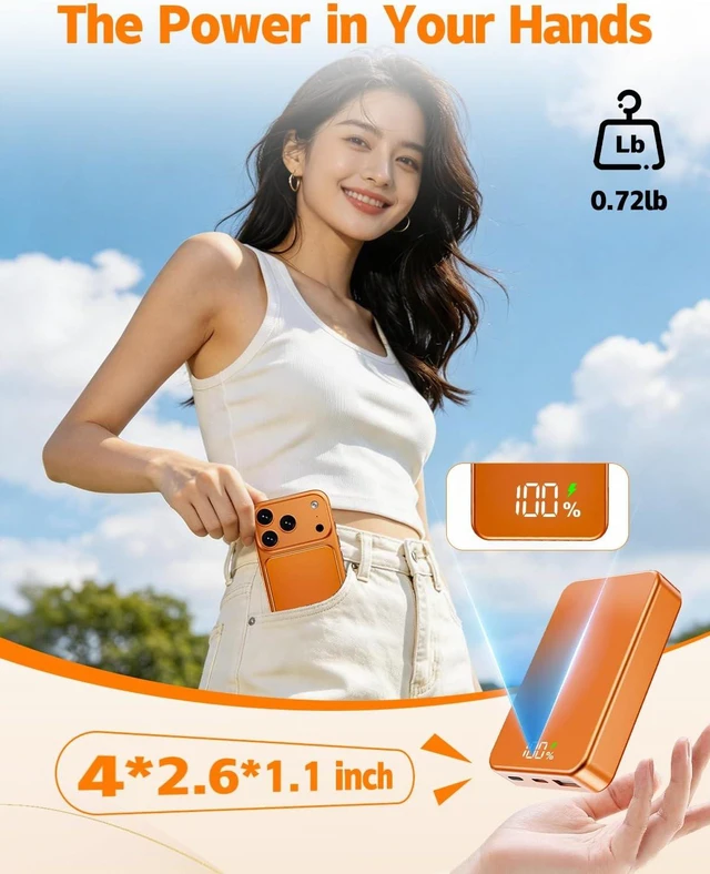 Alt view image 2 of 7 - Magnetic Power Bank 26800mAh for Magsafe Portable Charger, Orange