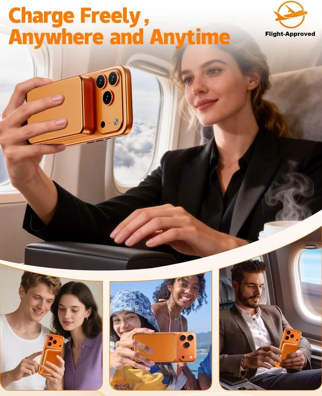 Alt view image 5 of 7 - Magnetic Power Bank 26800mAh for Magsafe Portable Charger, Orange
