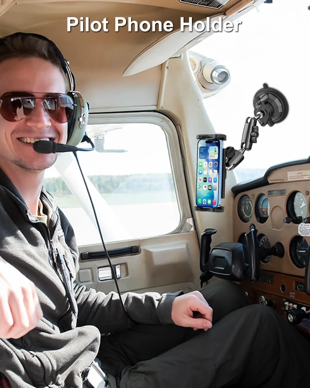 Alt view image 2 of 7 - Pilot Phone Holder, Aviation Window Phone Mount, Ultra Suction Cup