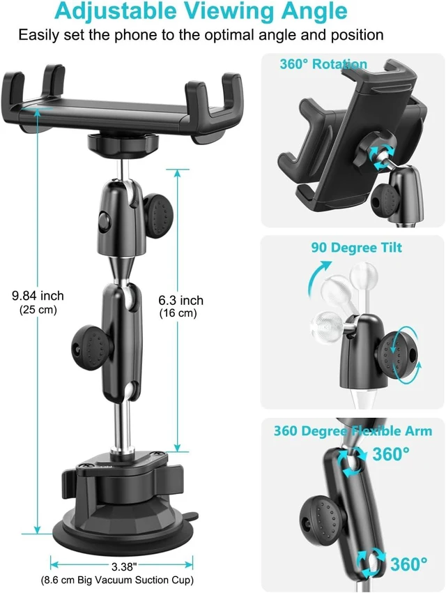 Alt view image 5 of 7 - Pilot Phone Holder, Aviation Window Phone Mount, Ultra Suction Cup