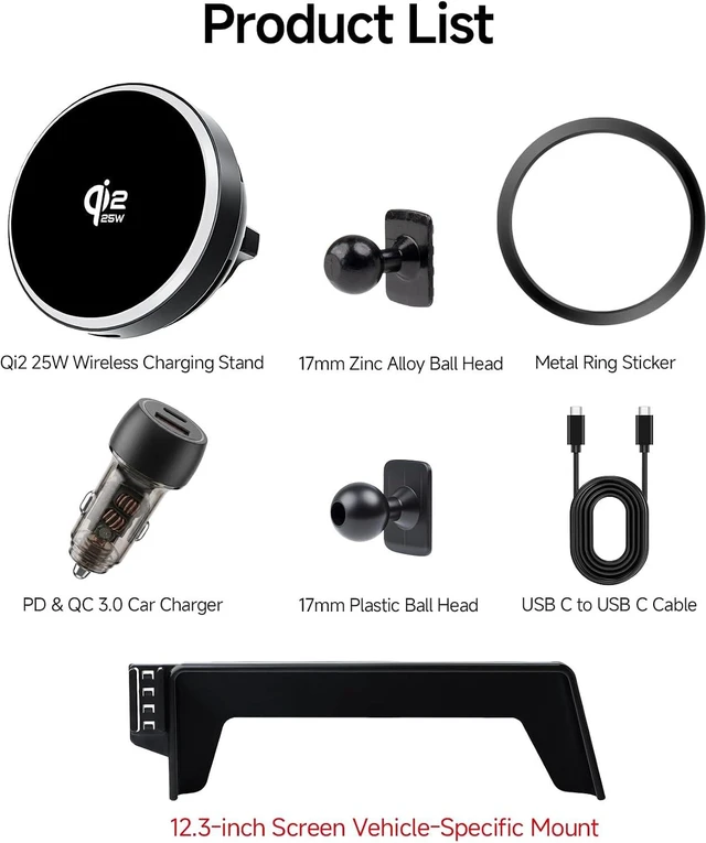 Alt view image 7 of 7 - Qi2.2 25W Wireless Charger Car Phone Mount for Toyota Prius 2023-2026