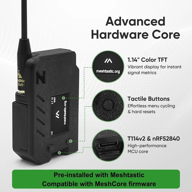 Alt view image 4 of 7 - LoRa Node for Meshtastic & MeshCore - Long-Range Off-Grid Mesh Device