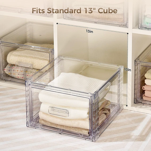 Alt view image 7 of 7 - 4 Pack Clear Stackable Closet Storage Drawers 15QT, Medium