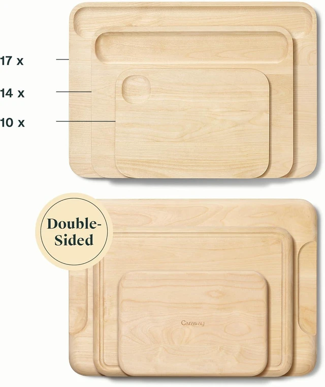 Alt view image 3 of 7 - 4-Piece Double Sided Wood Cutting Board Set