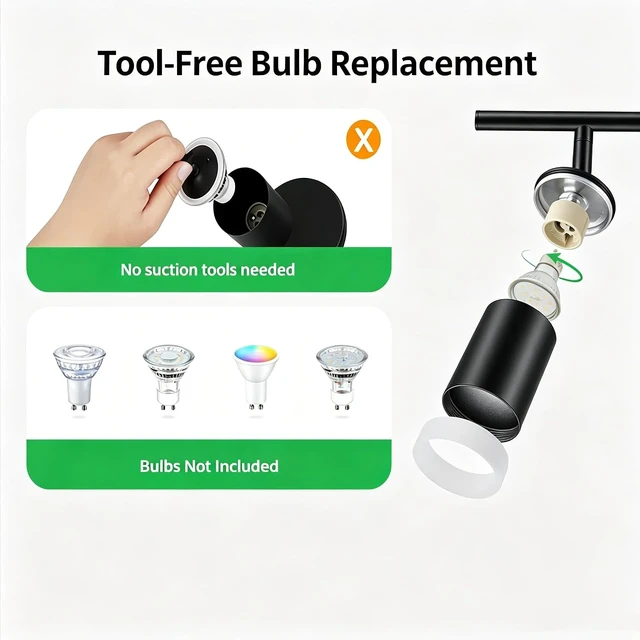Alt view image 3 of 7 - 4-Light Adjustable Kitchen Track Lighting, 24 Inch Black LED Rail Spotlights, ETL Listed (Bulbs Not Included)