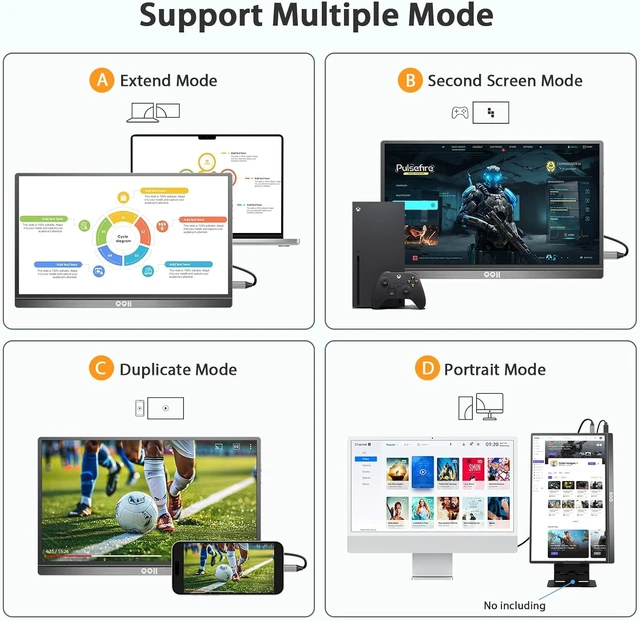Alt view image 4 of 7 - 15.6" FHD IPS 1080P Portable Monitor USB-C Travel Monitor for Laptop