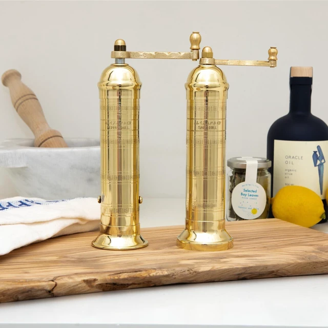 Alt view image 3 of 7 - Original Greek Pepper Mill, 8-Inch Brass European Manual Pepper Grinder Refillable