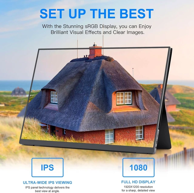 Alt view image 3 of 7 - 10.5" Portable Monitor 1920x1200 FHD IPS 60Hz with USB-C & Mini HDMI