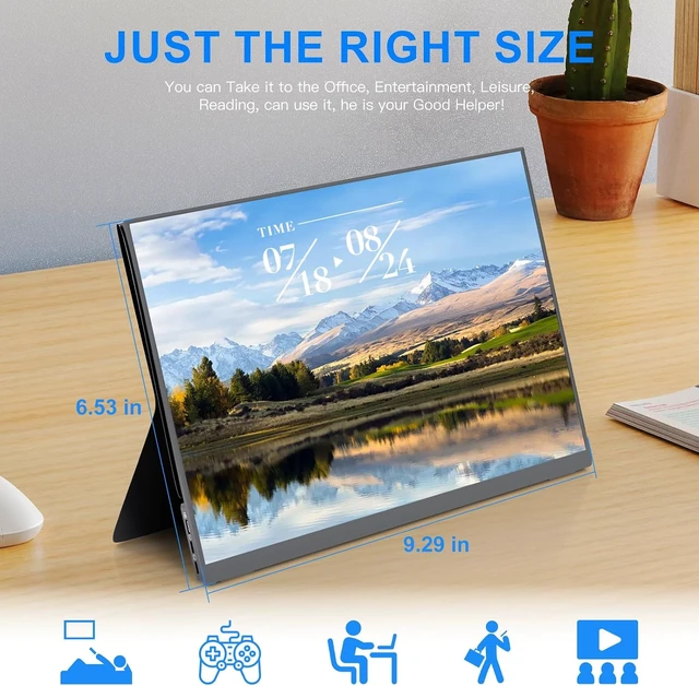 Alt view image 6 of 7 - 10.5" Portable Monitor 1920x1200 FHD IPS 60Hz with USB-C & Mini HDMI