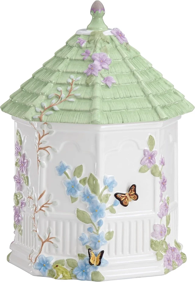 Main image of Butterfly Meadow Figural Gazebo Cookie Jar, 10-Inch, White