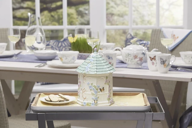 Alt view image 6 of 6 - Butterfly Meadow Figural Gazebo Cookie Jar, 10-Inch, White