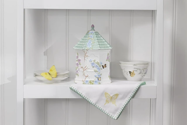 Alt view image 5 of 6 - Butterfly Meadow Figural Gazebo Cookie Jar, 10-Inch, White