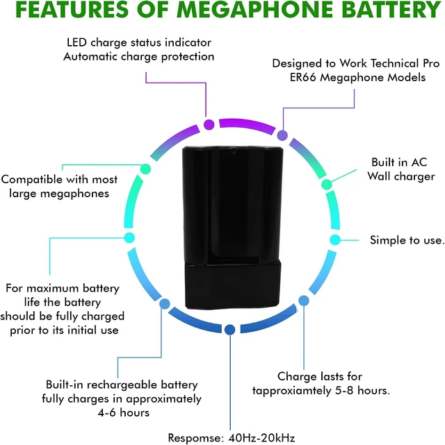 Alt view image 4 of 7 - (Pack of 2 Rechargeable Megaphone Battery