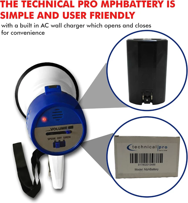 Alt view image 7 of 7 - (Pack of 2 Rechargeable Megaphone Battery