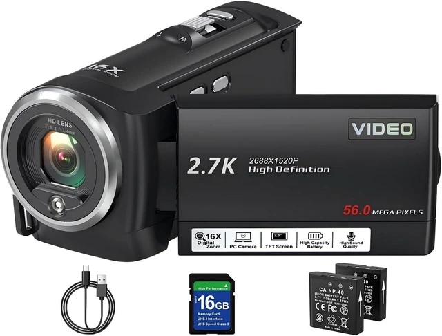 Main image of Video Camera Camcorder, QHD 2.7K 56MP 16X Digital Zoom Vlogging Camera