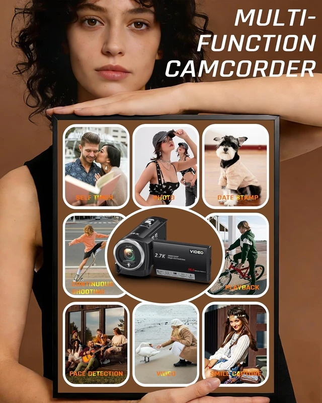 Alt view image 7 of 7 - Video Camera Camcorder, QHD 2.7K 56MP 16X Digital Zoom Vlogging Camera