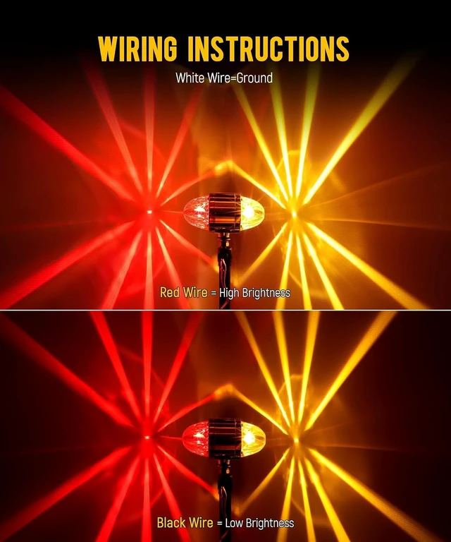 Alt view image 2 of 7 - 1x Glass Watermelon Light Dual Revolution Double-Face Amber Red LED Turn Signal Marker Tail Light, Zinc Alloy Housing Clear Lens Post Mount for Peterbilt Freightliner Semi Truck Trailer 12V