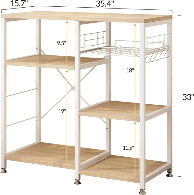 Alt view image 2 of 7 - Microwave Stand Baker's Rack, 4-Tier Kitchen Storage Shelf