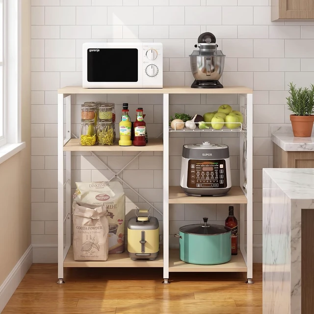 Alt view image 3 of 7 - Microwave Stand Baker's Rack, 4-Tier Kitchen Storage Shelf