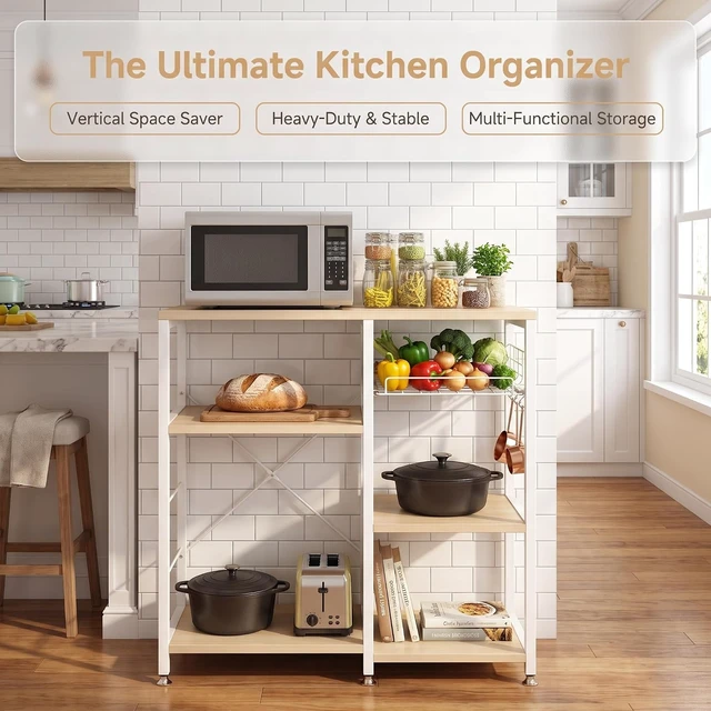 Alt view image 6 of 7 - Microwave Stand Baker's Rack, 4-Tier Kitchen Storage Shelf