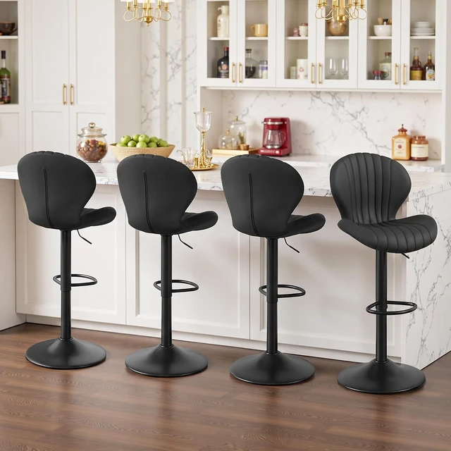 Alt view image 6 of 7 - Bar Stools Set of 2, Swivel Adjustable Counter Height Bar Chair