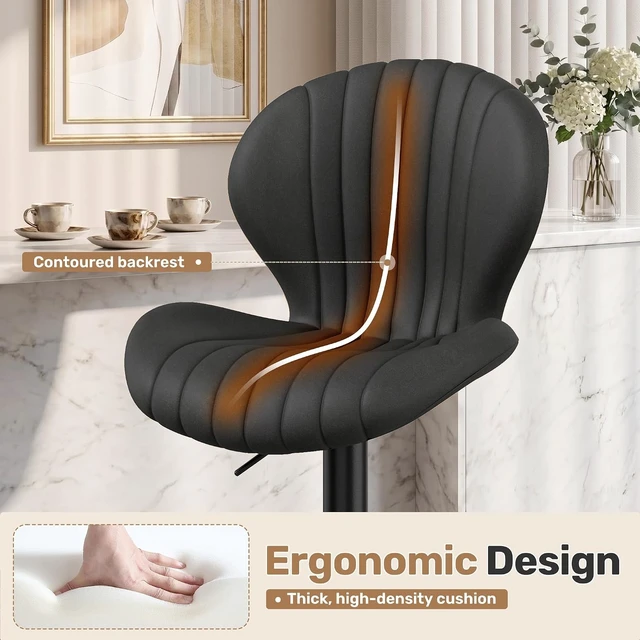 Alt view image 3 of 7 - Bar Stools Set of 2, Swivel Adjustable Counter Height Bar Chair