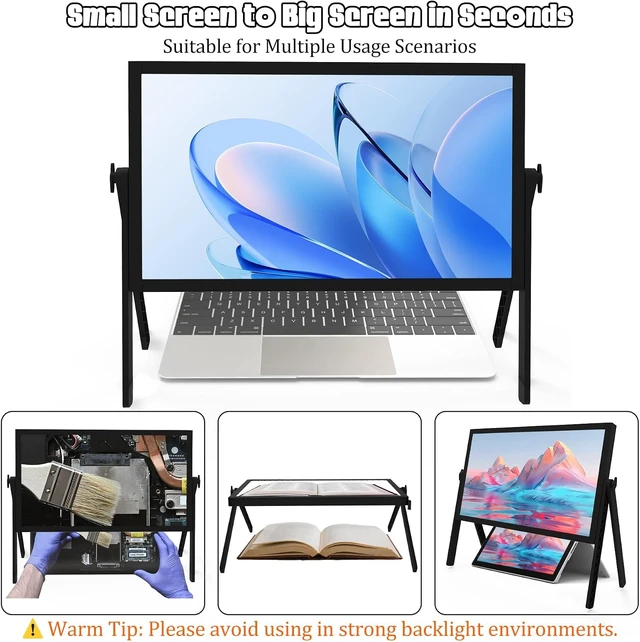 Alt view image 3 of 7 - 21" Screen Magnifier for Laptop, 3D HD Screen Expanders for Movies, Videos, and Gaming,Screen Enlarger with Adjustable Angle and Foldable Design Amplifier Desktop Magnifying for Seniors Reading