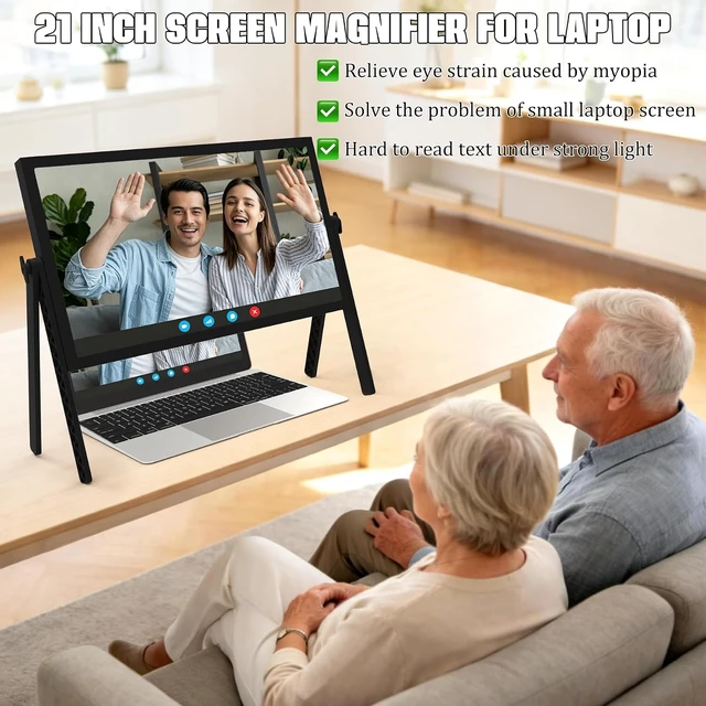 Alt view image 7 of 7 - 21" Screen Magnifier for Laptop, 3D HD Screen Expanders for Movies, Videos, and Gaming,Screen Enlarger with Adjustable Angle and Foldable Design Amplifier Desktop Magnifying for Seniors Reading