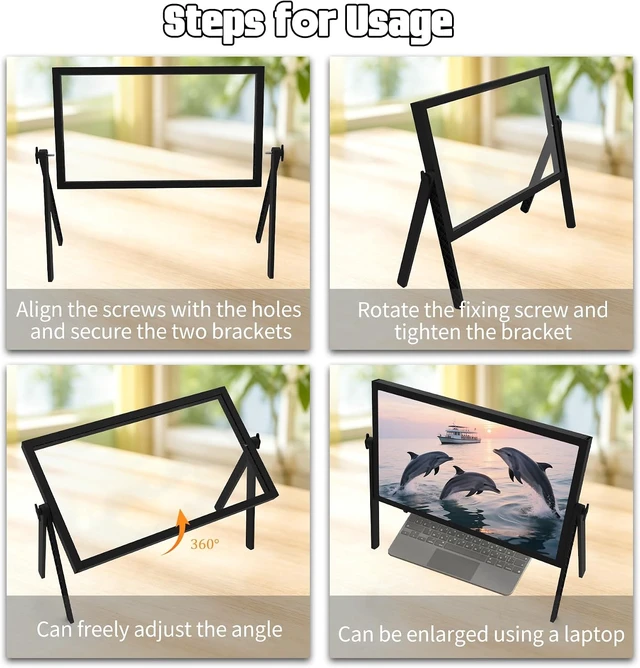 Alt view image 6 of 7 - 21" Screen Magnifier for Laptop, 3D HD Screen Expanders for Movies, Videos, and Gaming,Screen Enlarger with Adjustable Angle and Foldable Design Amplifier Desktop Magnifying for Seniors Reading