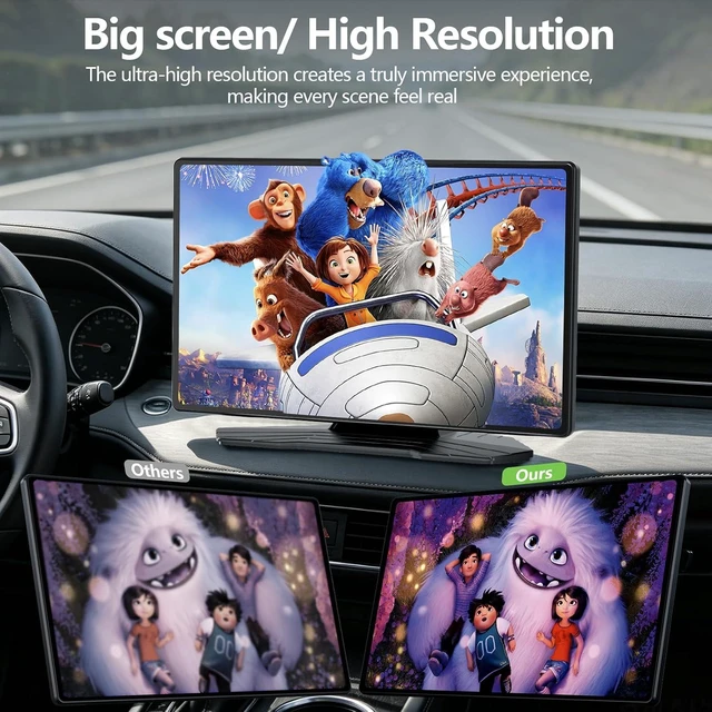 Alt view image 3 of 7 - 9" Wireless Carplay Screen for Car, Portable Wireless CarPlay with Car Play & Android Auto, OTA Updates, Backup Camera, GPS Navigation/Bluetooth 5.0/Mirror Link/Voice Control/AUX/FM