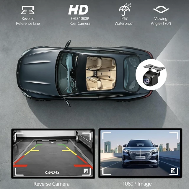 Alt view image 7 of 7 - 9" Wireless Carplay Screen for Car, Portable Wireless CarPlay with Car Play & Android Auto, OTA Updates, Backup Camera, GPS Navigation/Bluetooth 5.0/Mirror Link/Voice Control/AUX/FM