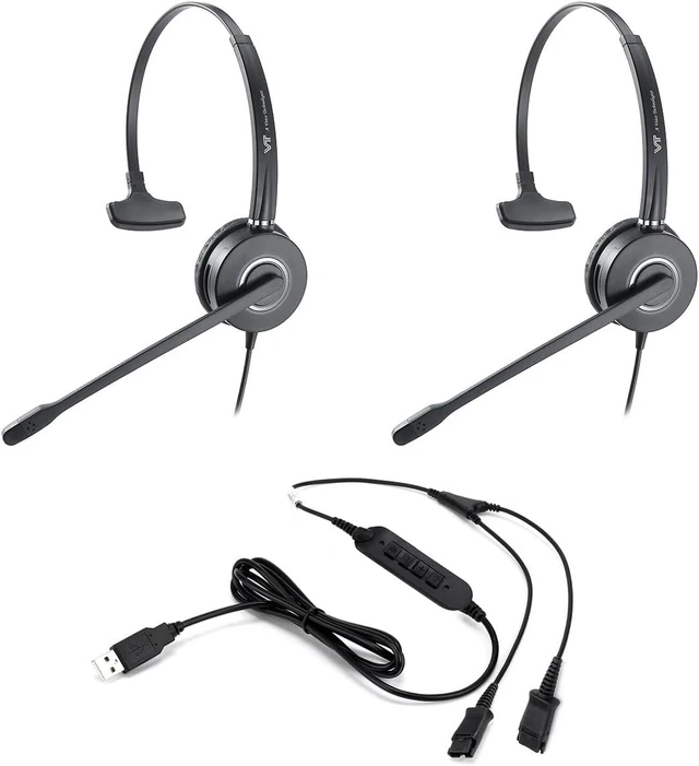 Main image of 2 x PLT-QD Pro Headsets with Noise Cancelling Mic + 1 x USB Y Training Cable - Bundle for Supervising, Monitoring & Team Training (PC/Mac) (Mono)