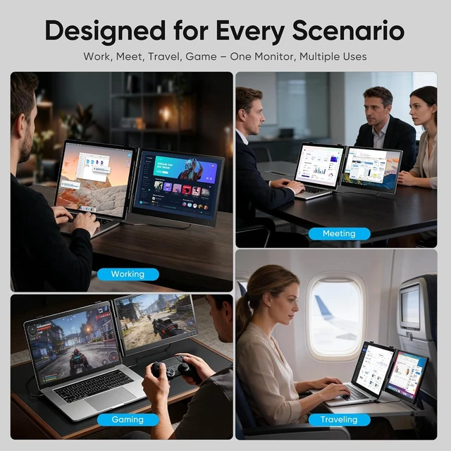 Alt view image 7 of 7 - Laptop Screen Extender, 14" FHD 1080P Dual Screen Monitor for Laptop Ultra-Light Portable Monitor with USB-C/HDMI, Plug & Play for Windows/Mac/Chrome/Android