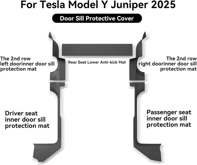 Alt view image 3 of 7 - 5PCS Door Sill & Seat Protectors for Tesla Model Y Juniper 2025+