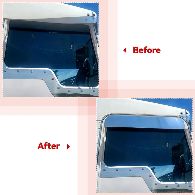 Alt view image 7 of 7 - 2PCS 5" Chopped Window Trim Fit for Peterbilt 379 386 389 2005+