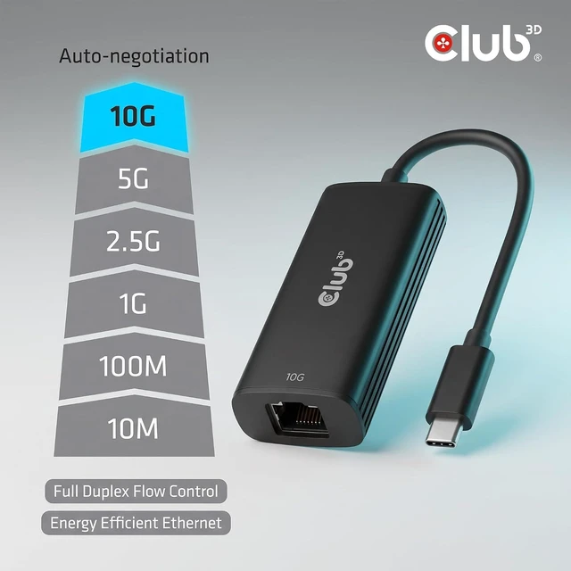 Alt view image 4 of 7 - CAC-2531 USB-C to RJ45 10G Ethernet Adapter M/F for Laptop