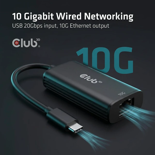Alt view image 2 of 7 - CAC-2531 USB-C to RJ45 10G Ethernet Adapter M/F for Laptop
