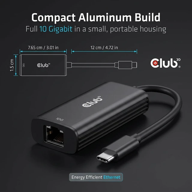 Alt view image 6 of 7 - CAC-2531 USB-C to RJ45 10G Ethernet Adapter M/F for Laptop