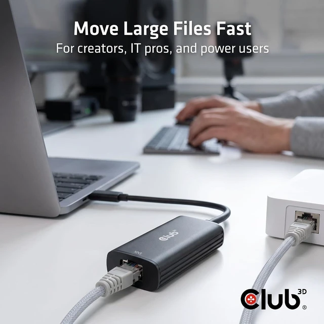 Alt view image 5 of 7 - CAC-2531 USB-C to RJ45 10G Ethernet Adapter M/F for Laptop
