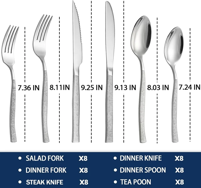 Alt view image 2 of 7 - 48-Piece Silverware Set,Stainless Steel Flatware Set with Steak Knives for 8,Include Knives Spoons and Forks Set,Tableware Cutlery Set for Home Kitchen Hotel Restaurant